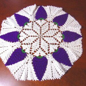 Crochet Grape Doily Handmade Tabletop Doily Shabby Chic Kitchen Decor Doily